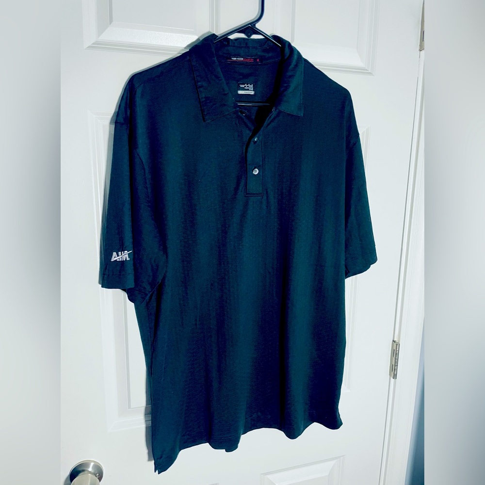 Nike Tiger Woods Collection Polo Shirt Black Weave Pattern Men’s Sz Medium #1